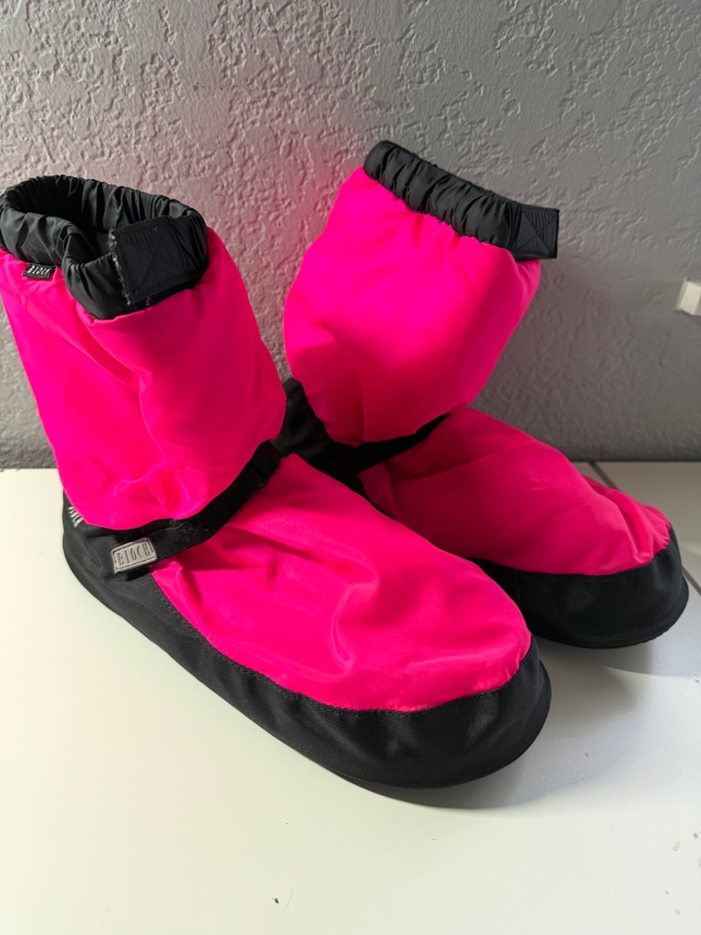 Bloch Kids Hot Pink and Black Dance slippers, Lina and Max size large (kids)